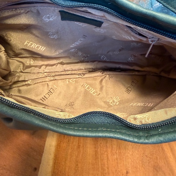 FERCHI Spain Vintage Soft Leather Pleated Hobo Bag: Forest Green (EUC) - Picture 13 of 14